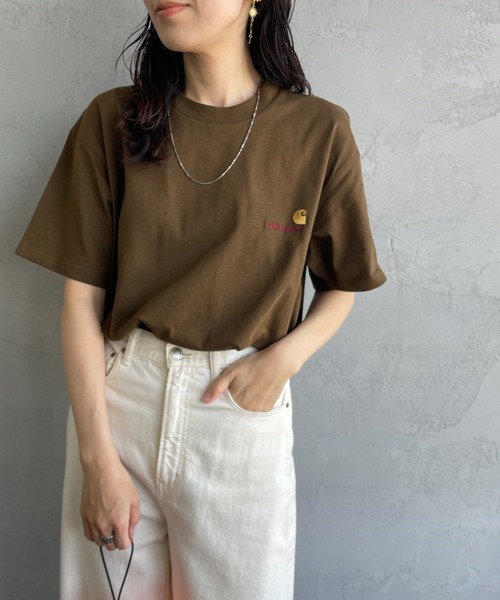[carhartt WIP/カーハートダブリューアイピー] AMERICAN SCRIPT ワンポイント刺繍ロゴ ショートスリーブTシャツ（Tシャツ/カットソー）｜Carhartt WIP（カーハートダブリューアイピー）