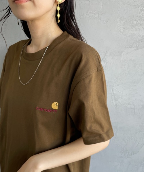 [carhartt WIP/カーハートダブリューアイピー] AMERICAN SCRIPT ワンポイント刺繍ロゴ ショートスリーブTシャツ（Tシャツ/カットソー）｜Carhartt WIP（カーハートダブリューアイピー）