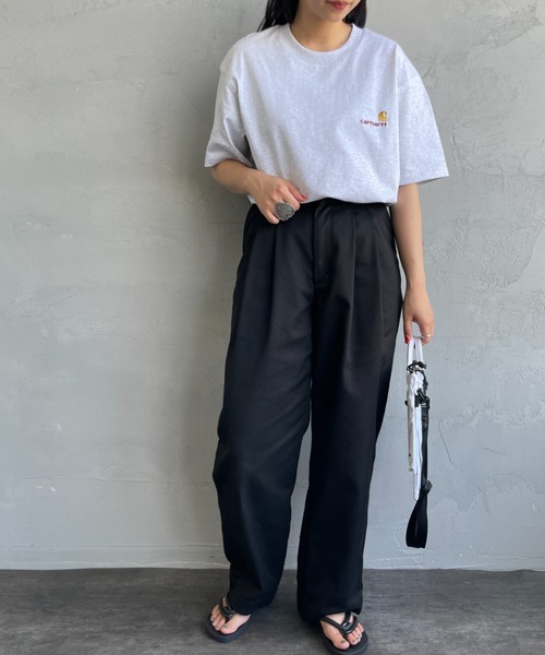 [carhartt WIP/カーハートダブリューアイピー] AMERICAN SCRIPT ワンポイント刺繍ロゴ ショートスリーブTシャツ（Tシャツ/カットソー）｜Carhartt WIP（カーハートダブリューアイピー）