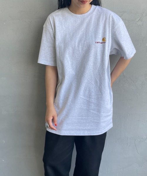 [carhartt WIP/カーハートダブリューアイピー] AMERICAN SCRIPT ワンポイント刺繍ロゴ ショートスリーブTシャツ（Tシャツ/カットソー）｜Carhartt WIP（カーハートダブリューアイピー）