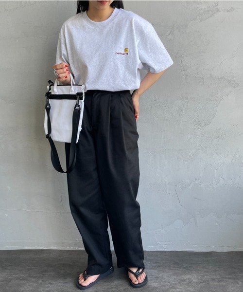 [carhartt WIP/カーハートダブリューアイピー] AMERICAN SCRIPT ワンポイント刺繍ロゴ ショートスリーブTシャツ（Tシャツ/カットソー）｜Carhartt WIP（カーハートダブリューアイピー）