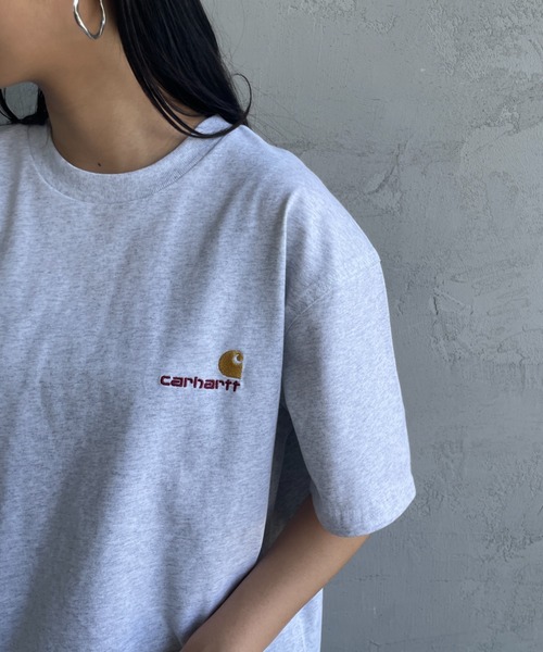 [carhartt WIP/カーハートダブリューアイピー] AMERICAN SCRIPT ワンポイント刺繍ロゴ ショートスリーブTシャツ（Tシャツ/カットソー）｜Carhartt WIP（カーハートダブリューアイピー）
