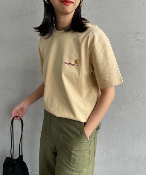 [carhartt WIP/カーハートダブリューアイピー] AMERICAN SCRIPT ワンポイント刺繍ロゴ ショートスリーブTシャツ（Tシャツ/カットソー）｜Carhartt WIP（カーハートダブリューアイピー）