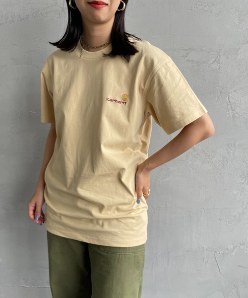 [carhartt WIP/カーハートダブリューアイピー] AMERICAN SCRIPT ワンポイント刺繍ロゴ ショートスリーブTシャツ（Tシャツ/カットソー）｜Carhartt WIP（カーハートダブリューアイピー）