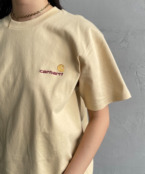 [carhartt WIP/カーハートダブリューアイピー] AMERICAN SCRIPT ワンポイント刺繍ロゴ ショートスリーブTシャツ（Tシャツ/カットソー）｜Carhartt WIP（カーハートダブリューアイピー）