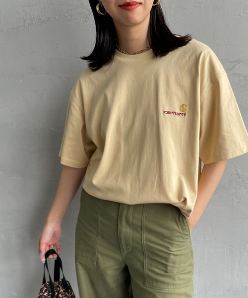 [carhartt WIP/カーハートダブリューアイピー] AMERICAN SCRIPT ワンポイント刺繍ロゴ ショートスリーブTシャツ（Tシャツ/カットソー）｜Carhartt WIP（カーハートダブリューアイピー）