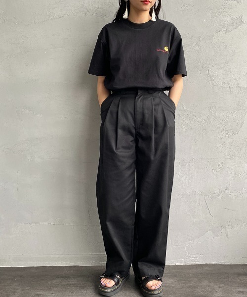 [carhartt WIP/カーハートダブリューアイピー] AMERICAN SCRIPT ワンポイント刺繍ロゴ ショートスリーブTシャツ（Tシャツ/カットソー）｜Carhartt WIP（カーハートダブリューアイピー）