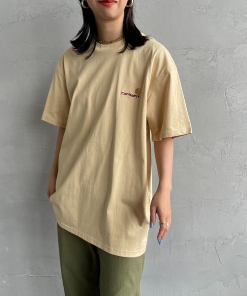 [carhartt WIP/カーハートダブリューアイピー] AMERICAN SCRIPT ワンポイント刺繍ロゴ ショートスリーブTシャツ（Tシャツ/カットソー）｜Carhartt WIP（カーハートダブリューアイピー）