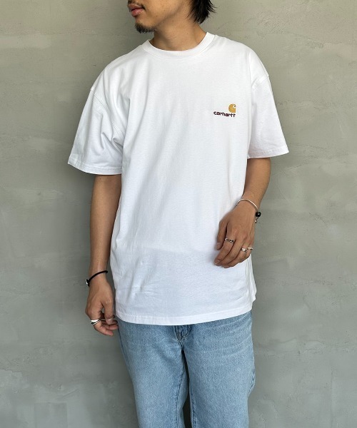 [carhartt WIP/カーハートダブリューアイピー] AMERICAN SCRIPT ワンポイント刺繍ロゴ ショートスリーブTシャツ（Tシャツ/カットソー）｜Carhartt WIP（カーハートダブリューアイピー）