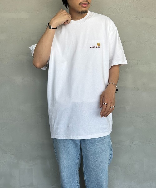 [carhartt WIP/カーハートダブリューアイピー] AMERICAN SCRIPT ワンポイント刺繍ロゴ ショートスリーブTシャツ（Tシャツ/カットソー）｜Carhartt WIP（カーハートダブリューアイピー）