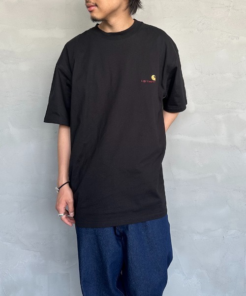 [carhartt WIP/カーハートダブリューアイピー] AMERICAN SCRIPT ワンポイント刺繍ロゴ ショートスリーブTシャツ（Tシャツ/カットソー）｜Carhartt WIP（カーハートダブリューアイピー）