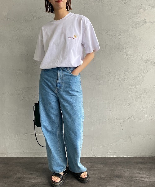 [carhartt WIP/カーハートダブリューアイピー] AMERICAN SCRIPT ワンポイント刺繍ロゴ ショートスリーブTシャツ（Tシャツ/カットソー）｜Carhartt WIP（カーハートダブリューアイピー）
