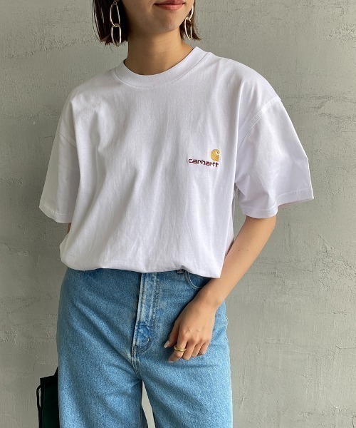 [carhartt WIP/カーハートダブリューアイピー] AMERICAN SCRIPT ワンポイント刺繍ロゴ ショートスリーブTシャツ（Tシャツ/カットソー）｜Carhartt WIP（カーハートダブリューアイピー）