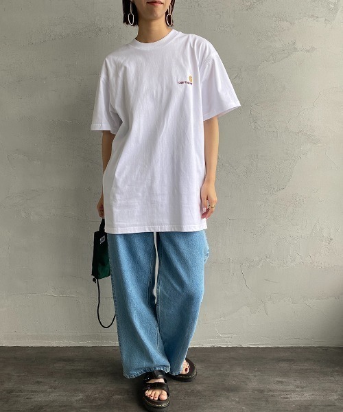 [carhartt WIP/カーハートダブリューアイピー] AMERICAN SCRIPT ワンポイント刺繍ロゴ ショートスリーブTシャツ（Tシャツ/カットソー）｜Carhartt WIP（カーハートダブリューアイピー）