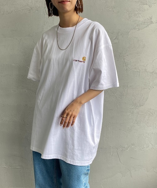 [carhartt WIP/カーハートダブリューアイピー] AMERICAN SCRIPT ワンポイント刺繍ロゴ ショートスリーブTシャツ（Tシャツ/カットソー）｜Carhartt WIP（カーハートダブリューアイピー）