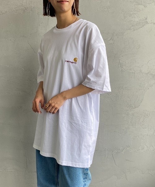 [carhartt WIP/カーハートダブリューアイピー] AMERICAN SCRIPT ワンポイント刺繍ロゴ ショートスリーブTシャツ（Tシャツ/カットソー）｜Carhartt WIP（カーハートダブリューアイピー）