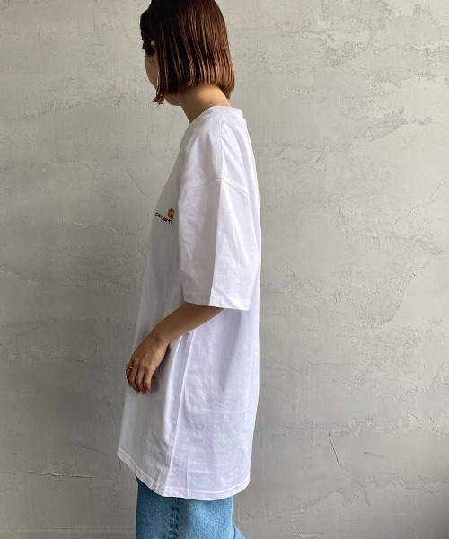 [carhartt WIP/カーハートダブリューアイピー] AMERICAN SCRIPT ワンポイント刺繍ロゴ ショートスリーブTシャツ（Tシャツ/カットソー）｜Carhartt WIP（カーハートダブリューアイピー）