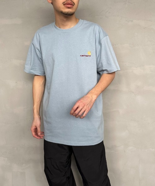 [carhartt WIP/カーハートダブリューアイピー] AMERICAN SCRIPT ワンポイント刺繍ロゴ ショートスリーブTシャツ（Tシャツ/カットソー）｜Carhartt WIP（カーハートダブリューアイピー）