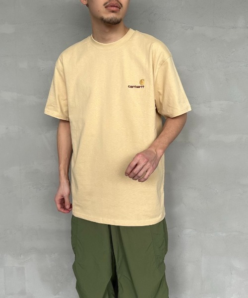 [carhartt WIP/カーハートダブリューアイピー] AMERICAN SCRIPT ワンポイント刺繍ロゴ ショートスリーブTシャツ（Tシャツ/カットソー）｜Carhartt WIP（カーハートダブリューアイピー）