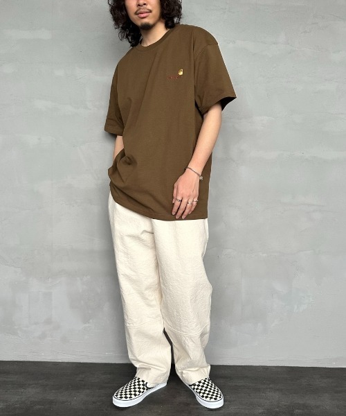 [carhartt WIP/カーハートダブリューアイピー] AMERICAN SCRIPT ワンポイント刺繍ロゴ ショートスリーブTシャツ（Tシャツ/カットソー）｜Carhartt WIP（カーハートダブリューアイピー）