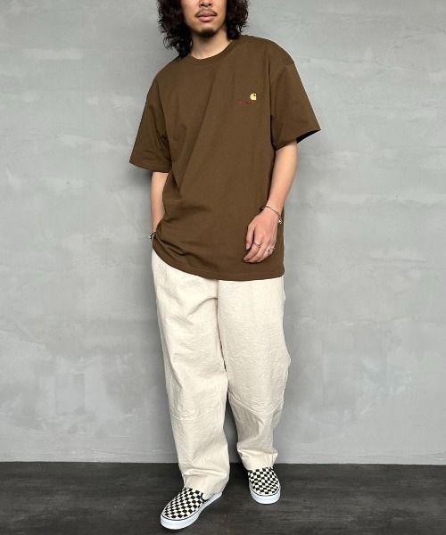 [carhartt WIP/カーハートダブリューアイピー] AMERICAN SCRIPT ワンポイント刺繍ロゴ ショートスリーブTシャツ（Tシャツ/カットソー）｜Carhartt WIP（カーハートダブリューアイピー）