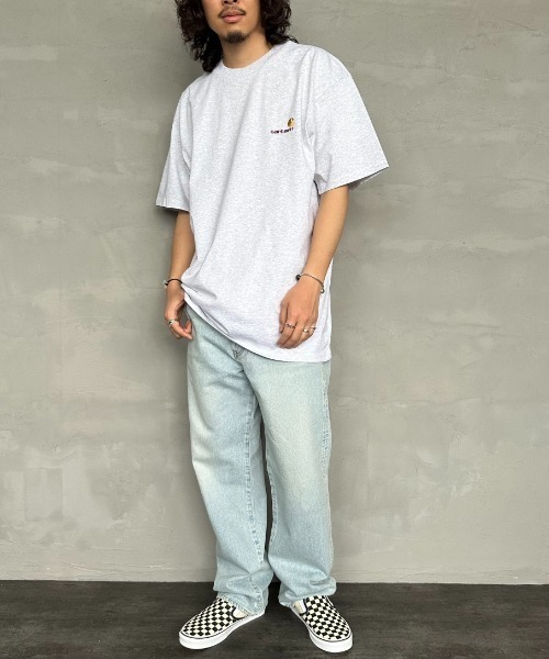[carhartt WIP/カーハートダブリューアイピー] AMERICAN SCRIPT ワンポイント刺繍ロゴ ショートスリーブTシャツ（Tシャツ/カットソー）｜Carhartt WIP（カーハートダブリューアイピー）