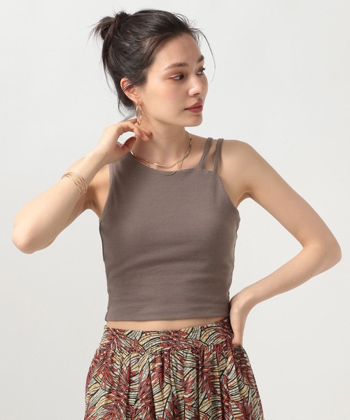 BAYFLOW(ベイフロー)の「カップツキクロップドタンク(タンクトップ・レディース・ブラック/モカ/オフホワイト・FREE)」の3枚目の写真