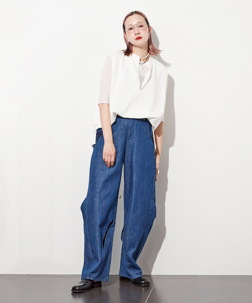 パンツ LIVINGTONE. NAJA Crazy pattern with slit NAJA - Crazy pattern with slit (GREY) - LIVINGTONE OFFICIAL