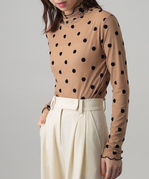 SETUP7（セットアップセブン）の「【SETUP7】ドット柄 シースルートップス SCCH538（Tシャツ/カットソー・レディース・ブラック/ホワイト/ベージュ・FREE）」の16枚目の写真