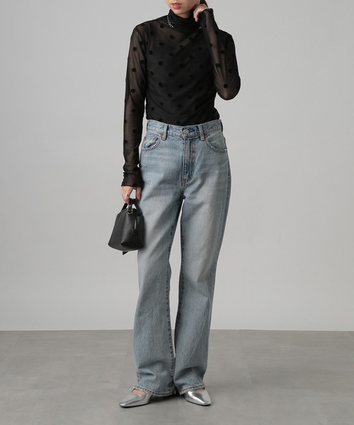 SETUP7（セットアップセブン）の「【SETUP7】ドット柄 シースルートップス SCCH538（Tシャツ/カットソー・レディース・ブラック/ホワイト/ベージュ・FREE）」の7枚目の写真