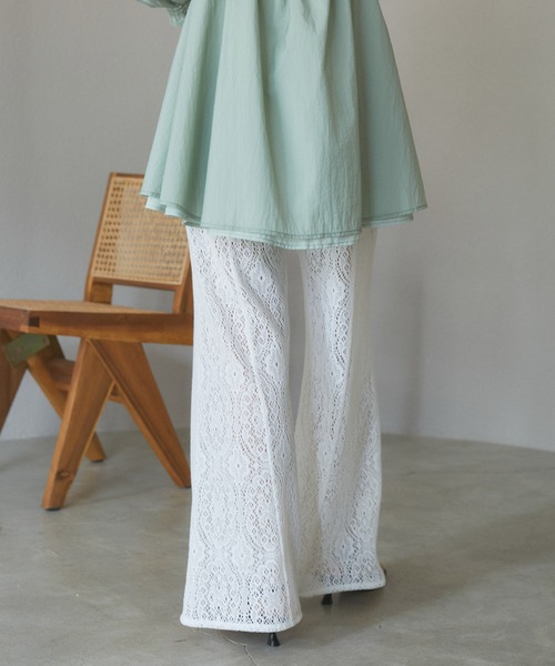 VIS（ビス）の「【洗える】セミフレアレースパンツ（その他パンツ・レディース・キナリ/ブラック・FREE）」の7枚目の写真