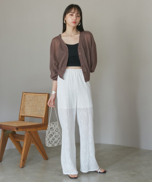 VIS（ビス）の「【洗える】セミフレアレースパンツ（その他パンツ・レディース・キナリ/ブラック・FREE）」の14枚目の写真