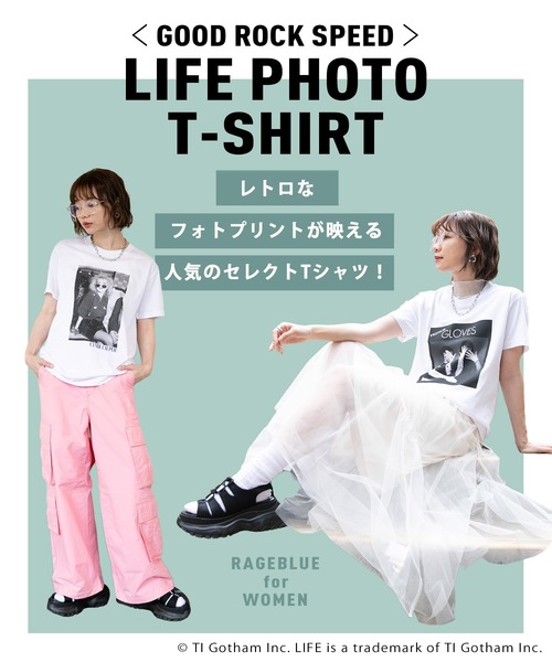 GOOD ROCK SPEED（グッドロックスピード）の「GOOD ROCK SPEED/ヴィンテージライクLIFEフォトTシャツ（Tシャツ/カットソー・レディース・オフホワイト/その他4/ホワイト・FREE）」の4枚目の写真