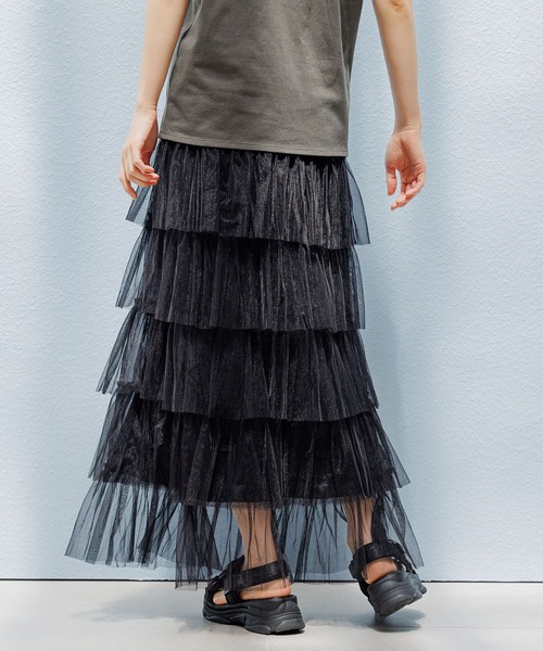 LAKOLE(ラコレ)の「フリルチュールスカート / 124564(スカート・レディース・ブラック/グレー/アイボリー・SMALL/MEDIUM)」の4枚目の写真