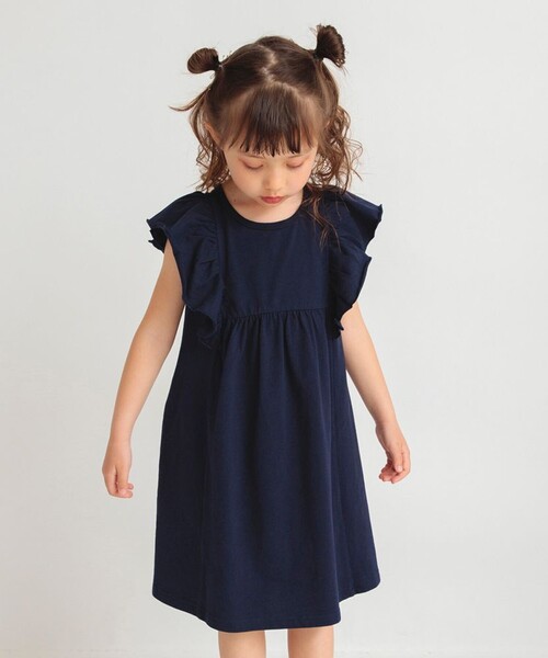 BRANSHES（ブランシェス）の「フリル付きカットソーワンピース（ワンピース・キッズ・ピンク/ネイビー・110/120/140/130/100/90/150）」の2枚目の写真