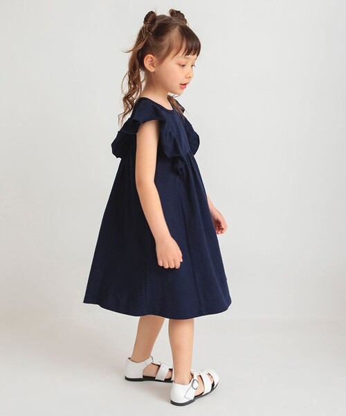 BRANSHES（ブランシェス）の「フリル付きカットソーワンピース（ワンピース・キッズ・ピンク/ネイビー・110/120/140/130/100/90/150）」の7枚目の写真