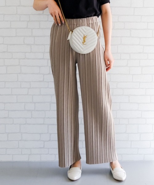 aquagarage（アクアガレージ）の「ウエストゴムプリーツパンツ 春 夏 秋 M L |アクアガレージ aquagarage（その他パンツ・レディース・オフホワイト/ブラック/ピンク/イエロー/ライトグリーン/グレイッシュベージュ・M/L）」の4枚目の写真