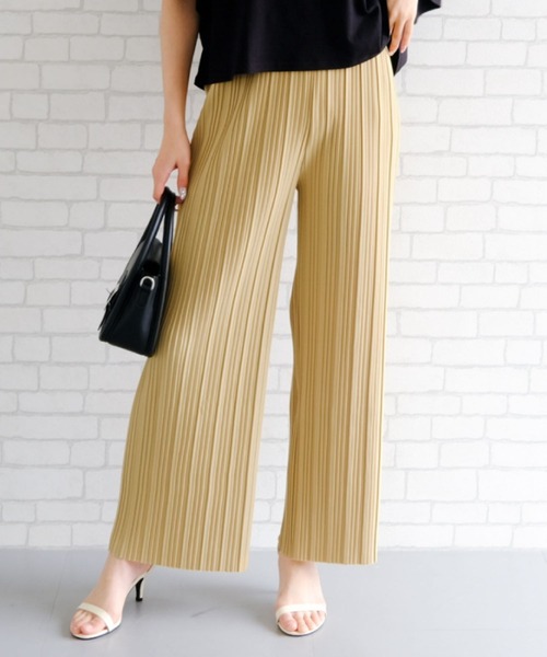 aquagarage（アクアガレージ）の「ウエストゴムプリーツパンツ 春 夏 秋 M L |アクアガレージ aquagarage（その他パンツ・レディース・オフホワイト/ブラック/ピンク/イエロー/ライトグリーン/グレイッシュベージュ・M/L）」の6枚目の写真