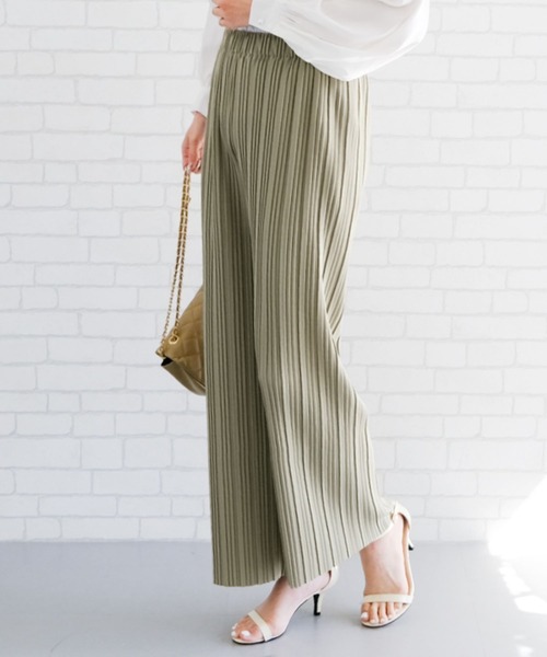 aquagarage（アクアガレージ）の「ウエストゴムプリーツパンツ 春 夏 秋 M L |アクアガレージ aquagarage（その他パンツ・レディース・オフホワイト/ブラック/ピンク/イエロー/ライトグリーン/グレイッシュベージュ・M/L）」の5枚目の写真