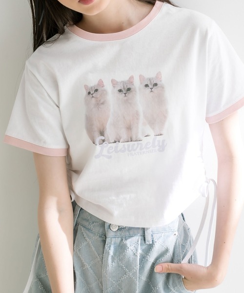 OLIVE des OLIVE(オリーブデオリーブ)の「リンガー脇ドロストTシャツ(Tシャツ/カットソー・レディース・ブラック/オフホワイト/トップグレー・FREE)」の15枚目の写真