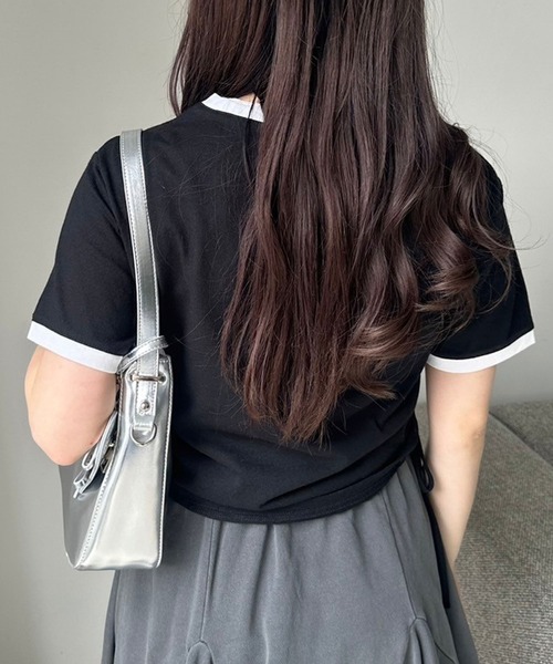 OLIVE des OLIVE(オリーブデオリーブ)の「リンガー脇ドロストTシャツ(Tシャツ/カットソー・レディース・ブラック/オフホワイト/トップグレー・FREE)」の11枚目の写真