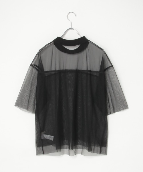 tシャツ 552202：アートコラージュ チュール重ね切替Tシャツ レディース セール】チュール切り替えTシャツ（Tシャツ/カットソー）｜notch