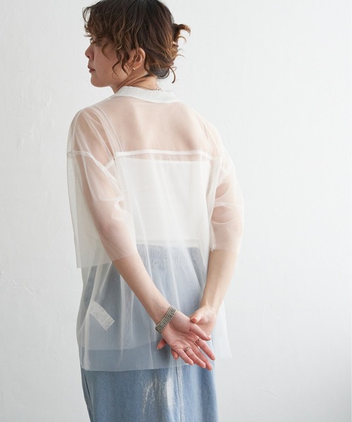 SENEE フェザーチュールニットTシャツ アイボリー SENEE フェザーチュールニットTシャツ アイボリー