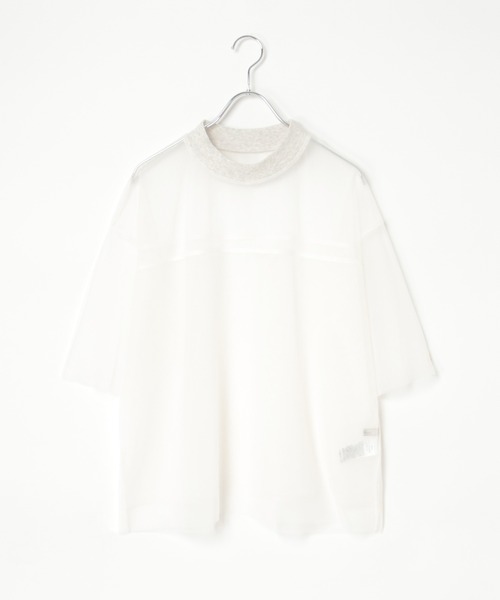 tシャツ チュール切替えデザインカットソー/洗える レディース セール】チュール切り替えデザインTシャツ（Tシャツ/カットソー