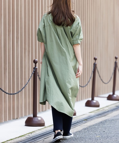 mili an deni（ミリアンデニ）の「綿100％ポプリンシャツワンピース（シャツワンピース・レディース・ブラック/カーキ/ブルー/オフホワイト・M）」の15枚目の写真