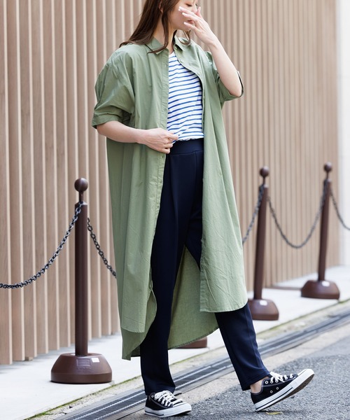 mili an deni（ミリアンデニ）の「綿100％ポプリンシャツワンピース（シャツワンピース・レディース・ブラック/カーキ/ブルー/オフホワイト・M）」の16枚目の写真