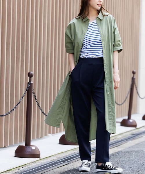 mili an deni（ミリアンデニ）の「綿100％ポプリンシャツワンピース（シャツワンピース・レディース・ブラック/カーキ/ブルー/オフホワイト・M）」の14枚目の写真