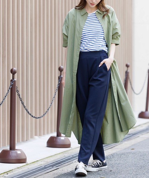 mili an deni（ミリアンデニ）の「綿100％ポプリンシャツワンピース（シャツワンピース・レディース・ブラック/カーキ/ブルー/オフホワイト・M）」の17枚目の写真