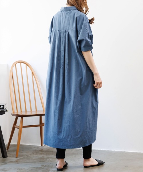 mili an deni（ミリアンデニ）の「綿100％ポプリンシャツワンピース（シャツワンピース・レディース・ブラック/カーキ/ブルー/オフホワイト・M）」の19枚目の写真