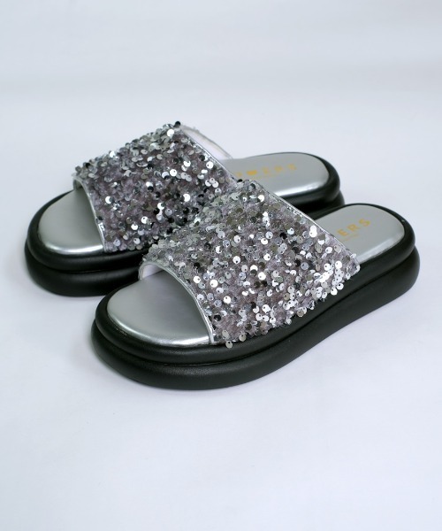 shopnikoniko(ショップニコニコ)の「スパンコール ボリューム 厚底サンダル(サンダル・レディース・シルバー/ホワイト/ブラック・S/LL/L/M)」の16枚目の写真